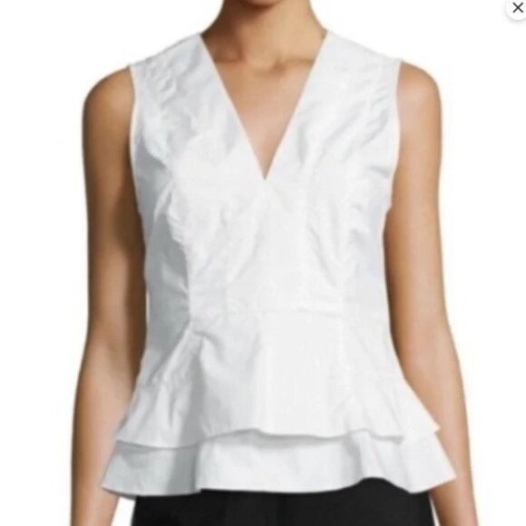 Derek Lam 10 Crosby Midnight  V-neck sleeveless poplin size 2 top - Picture 4 of 4